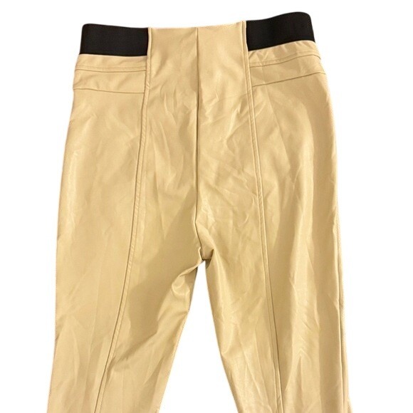 Guess Beige Faux Leather Pants Elastic Waist Full Length Women's Size L - Picture 4 of 7